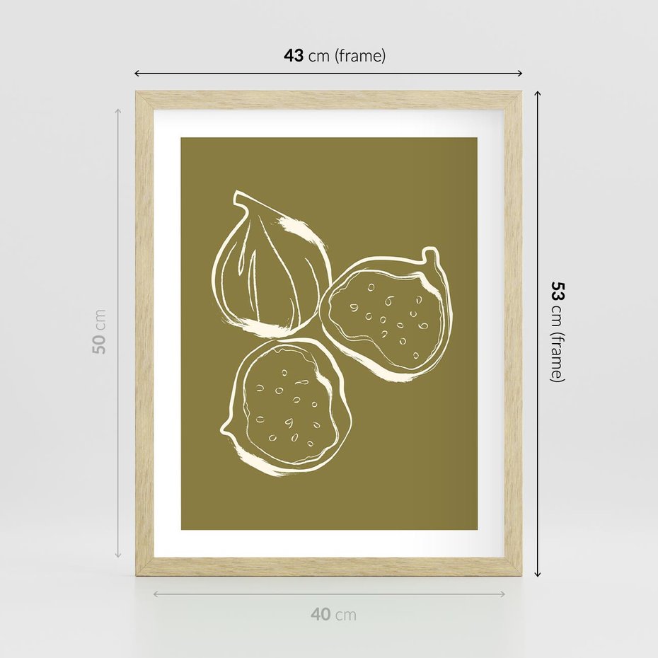 Plakat w ramie 40x50 - Podróżne Barwy - figi, minimalistyczny styl - rama drewno