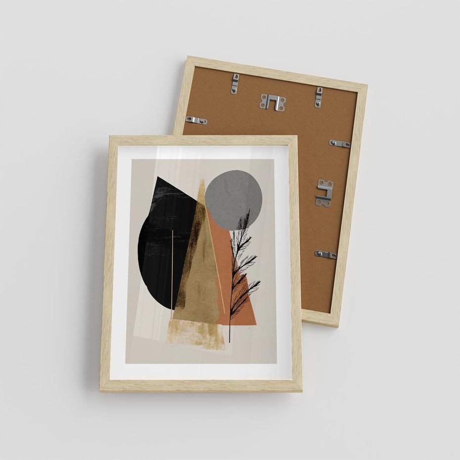 Plakat w ramie 30x40 - Wibracje Barw Ziemi - abstrakcyjny obraz, dziwne formy - rama drewno