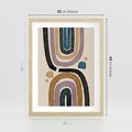 Plakat w ramie 30x40 - Taniec Przenikających Kształtów - abstrakcyjne tęcze, kompozycja - rama drewno