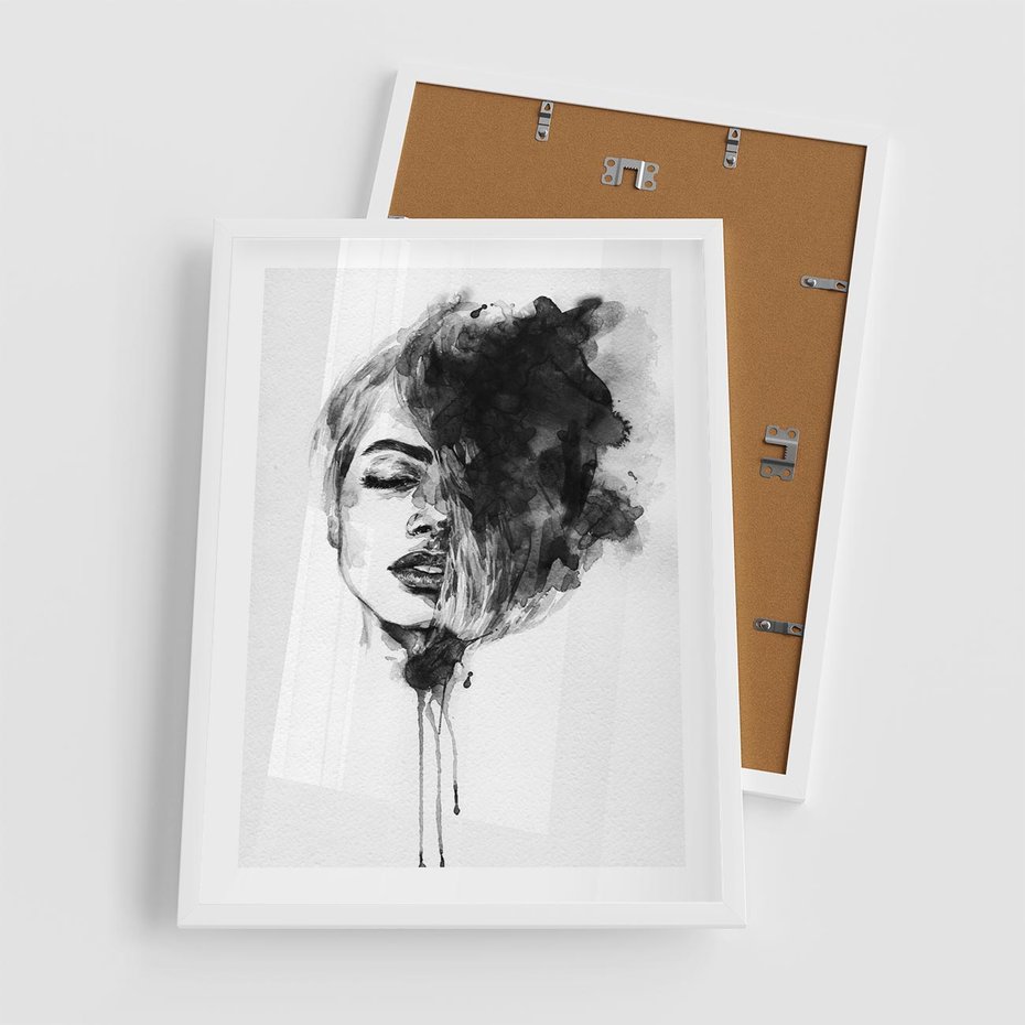 Plakat w ramie 50x70 - Kobieta w akwareli - kobieta, akwarela - rama biała