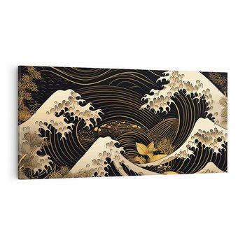 Obraz na płótnie 100x50 - Złote Piękno - ciemny obraz, fala morska