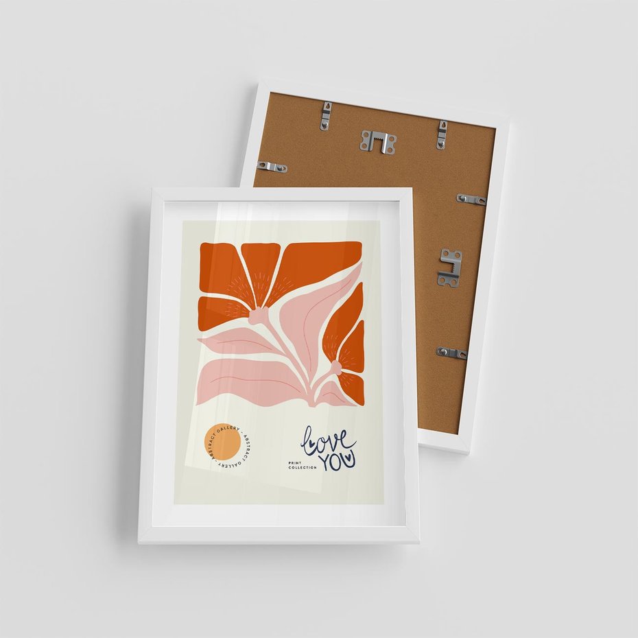 Plakat w ramie 30x40 - Miłość w Kwiatowym Sercu - kwiaty, miłość - rama biała