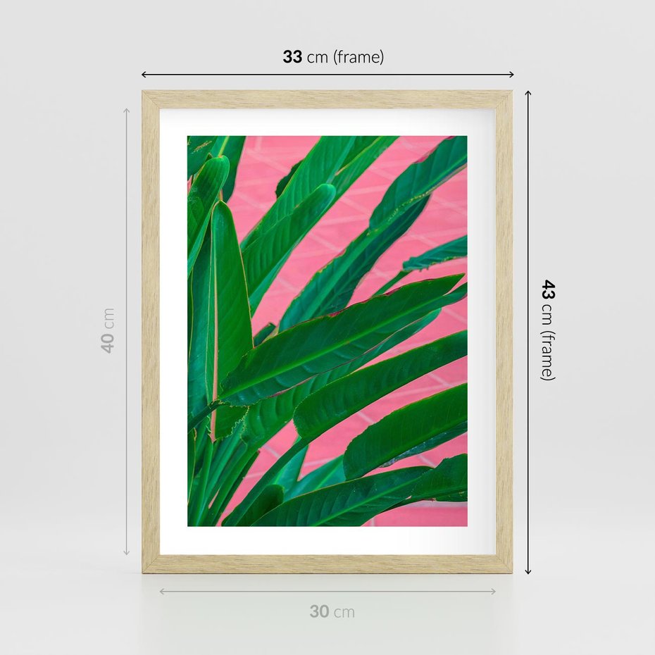 Plakat w ramie 30x40 - Odezwij się do przeszłości - liście, retro - rama drewno