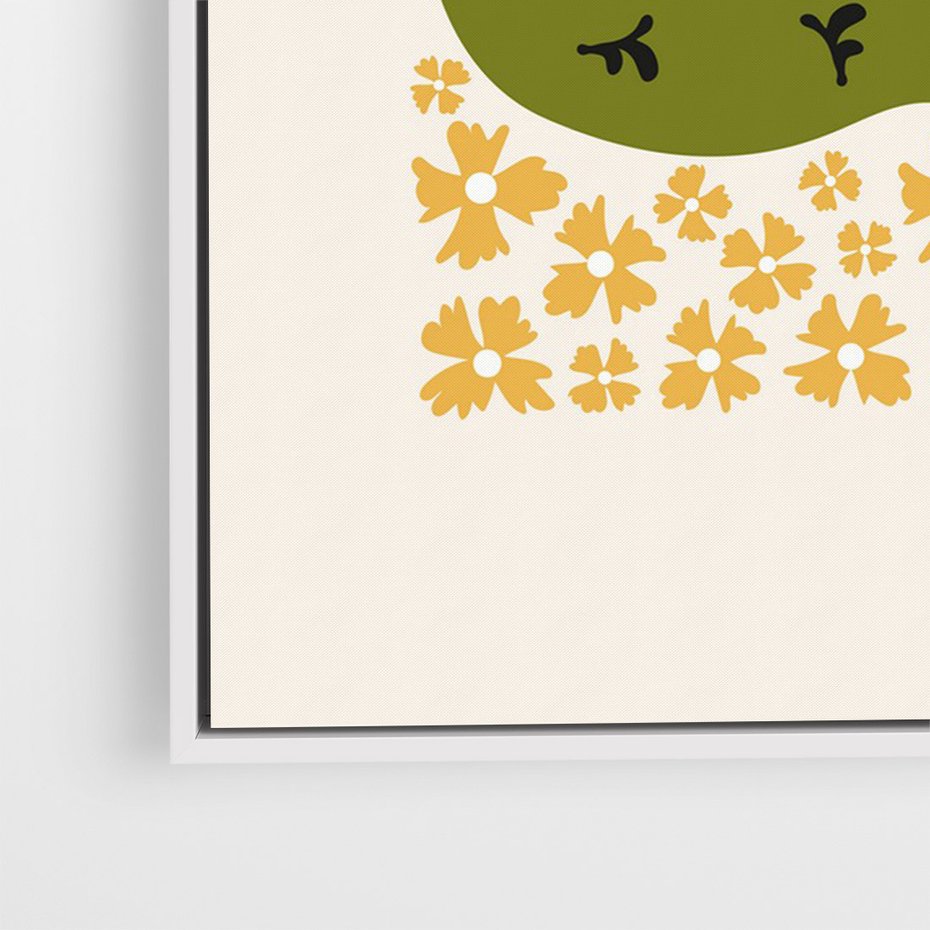 Obraz w ramie 80x120 - Wewnętrzne Fale - nowoczesny plakat, kobieta otoczona liśćmi - rama biała