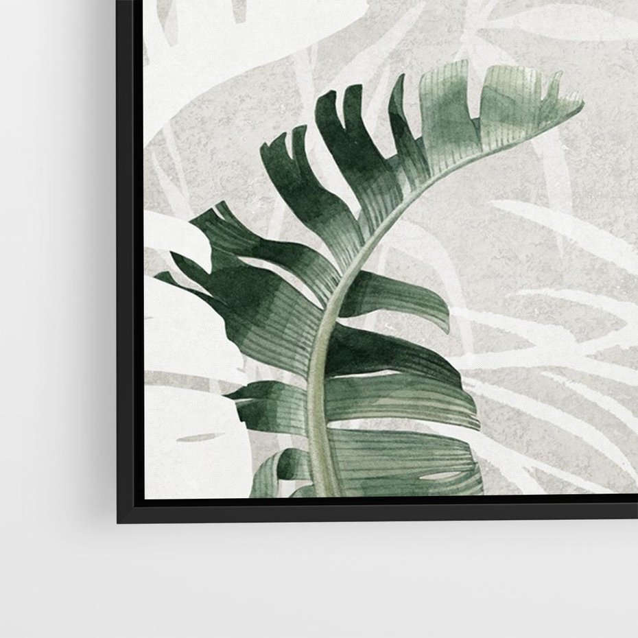 Obraz w ramie 70x50 - Zielony Raj - monstera, palmy - rama czarna