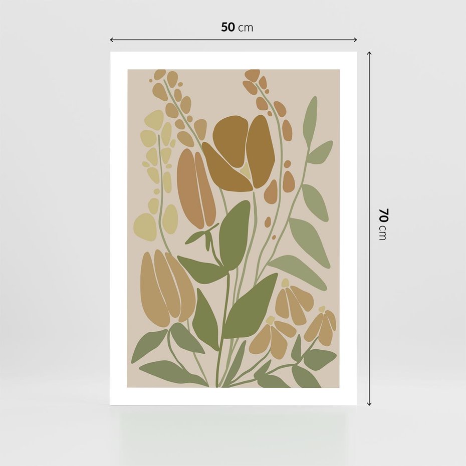 Plakat bez ramy 50x70 - Beżowo i Roślinnie - nowoczesny plakat, roślinność