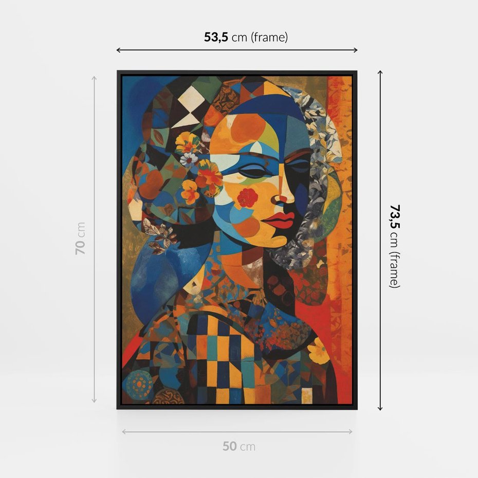 Obraz w ramie 50x70 - Impresje Cichego Szeptu - abstrakcyjny obraz, portret kobiety - rama czarna