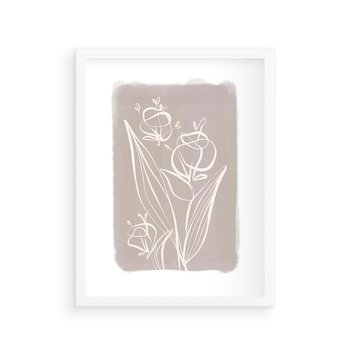 Plakat w ramie 50x70 - Pastelowe Nastroje - nowoczesny subtelny plakat, beżowy - rama biała
