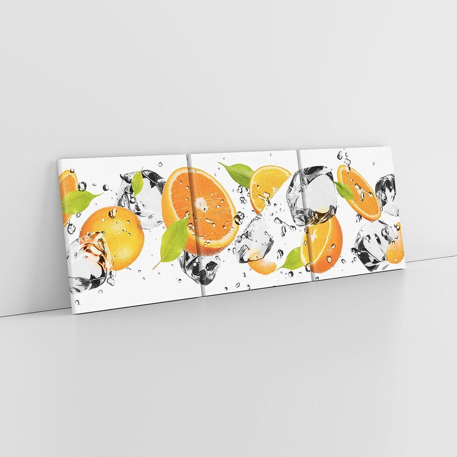Obraz na płótnie 150x50 - Słoneczne pomarańcze z wodą - pomarańcze, woda