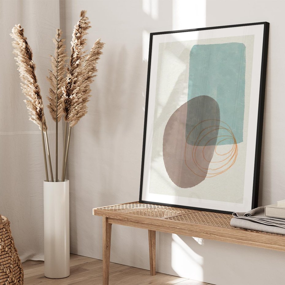 Plakat bez ramy 21x30 - Rozkwitające Formy - geometryczne elementy, stonowane ziemiste kolory