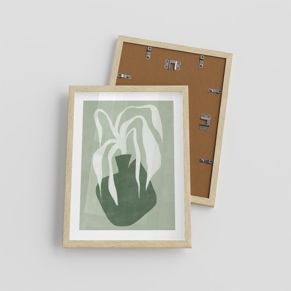 Plakat w ramie 30x40 - Zieleń Pulsującego Spokoju - zielona abstrakcja, zgaszona zieleń - rama drewno