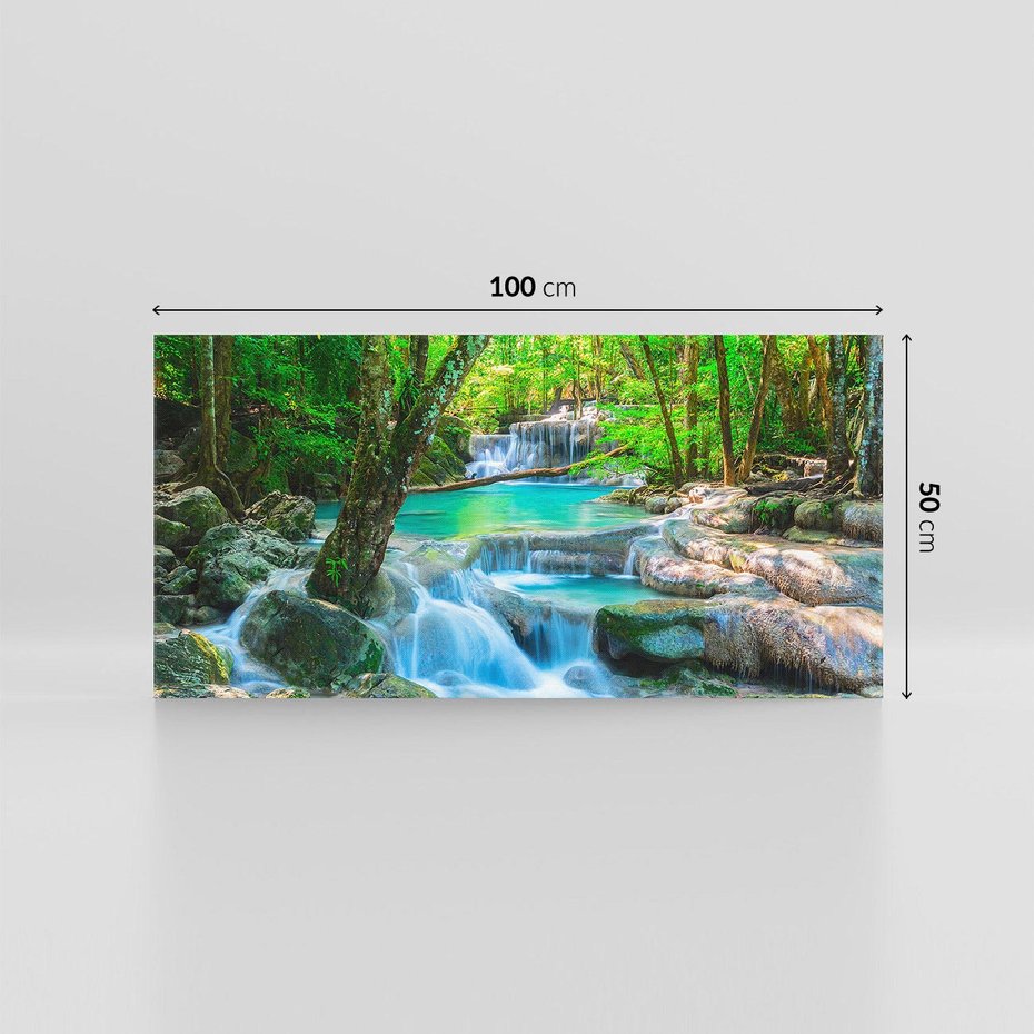 Obraz na płótnie 100x50 - Magia w lesie nad rzeką - wodospad, rzeka