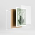 Plakat w ramie 50x70 - Zieleń Pulsującego Spokoju - zielona abstrakcja, zgaszona zieleń - rama biała