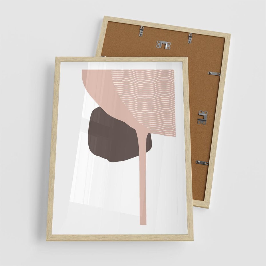 Plakat w ramie 50x70 - Wibracje Odbić Plam - abstrakcyjny obraz, rozlewające się plamy - rama drewno