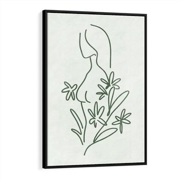 Obraz w ramie 50x70 - Odbicia Zielonego Raju - zielony odcień, abstrakcja - rama czarna