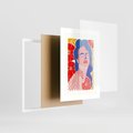 Plakat w ramie 30x40 - Nowoczesna Twarz - nowoczesna grafika, kolorowa twarz kobiety - rama biała