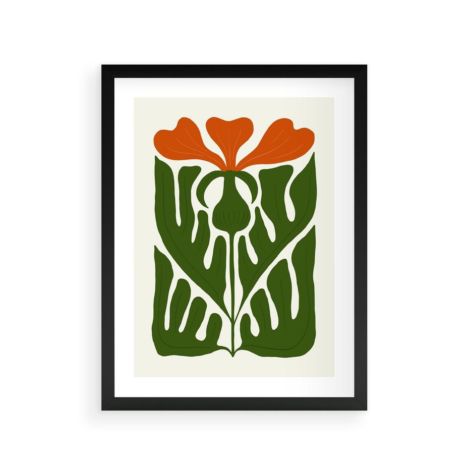 Plakat w ramie 30x40 - Minimalistyczny Urok Kwiatu - kwiat, sztuka nowoczesna - rama czarna