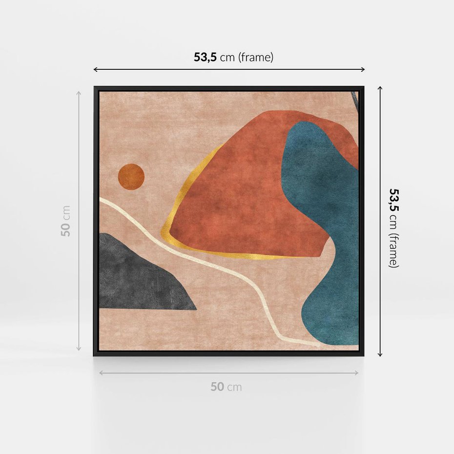 Obraz w ramie 50x50 - Miedziana Ekspresja - abstrakcyjne kształty, plamy - rama czarna