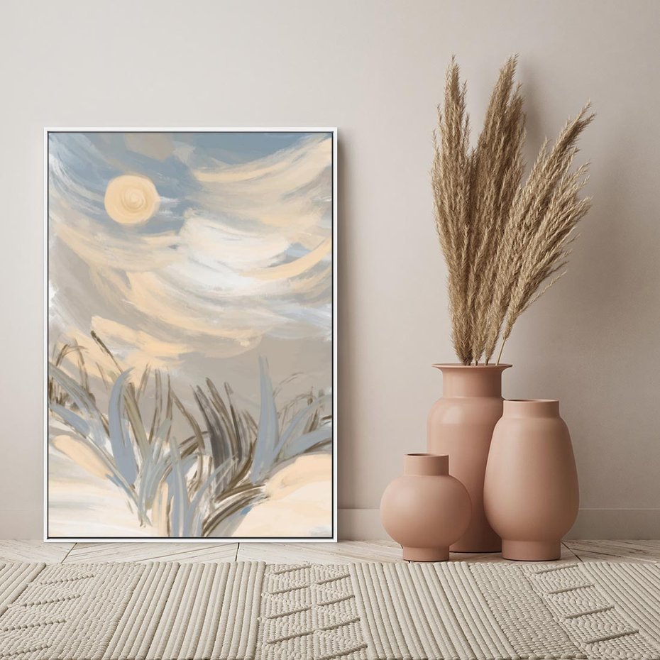 Obraz w ramie 80x120 - Światłości Taniec - akwarela, obraz - rama biała