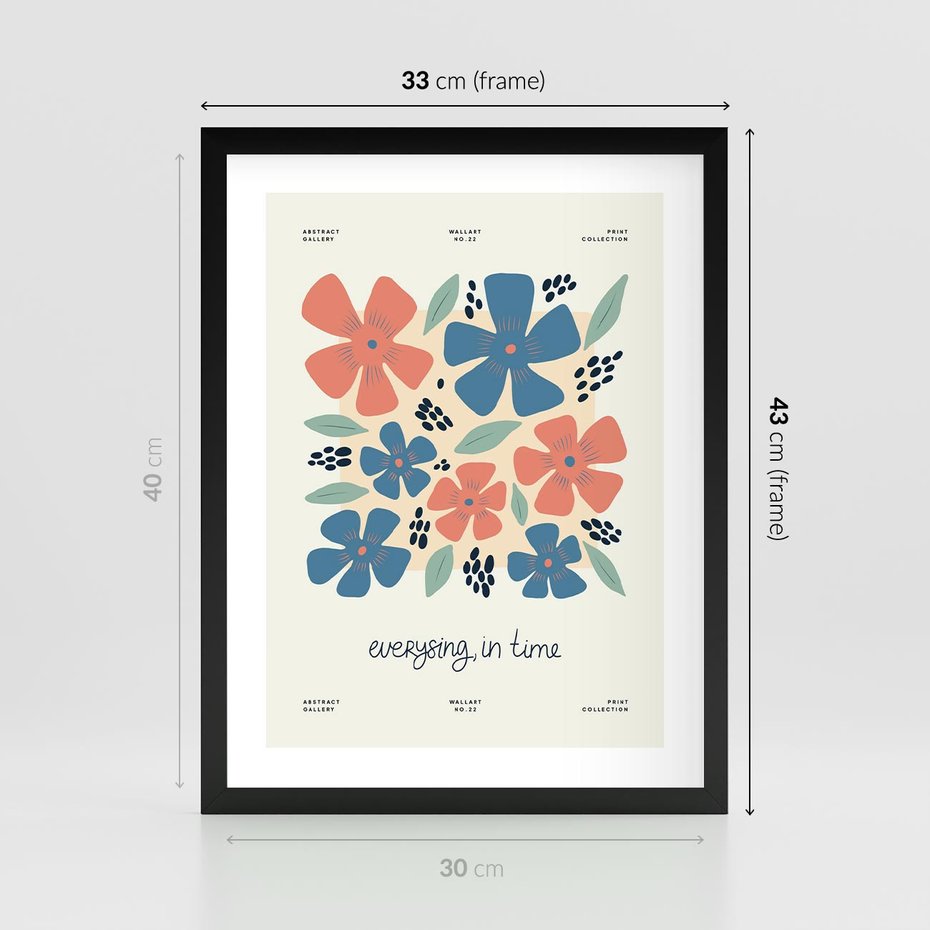 Plakat w ramie 30x40 - Kształtując Marzenia - kwiaty, nowoczesna abstrakcja - rama czarna