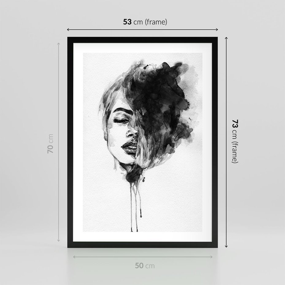 Plakat w ramie 50x70 - Kobieta w akwareli - kobieta, akwarela - rama czarna