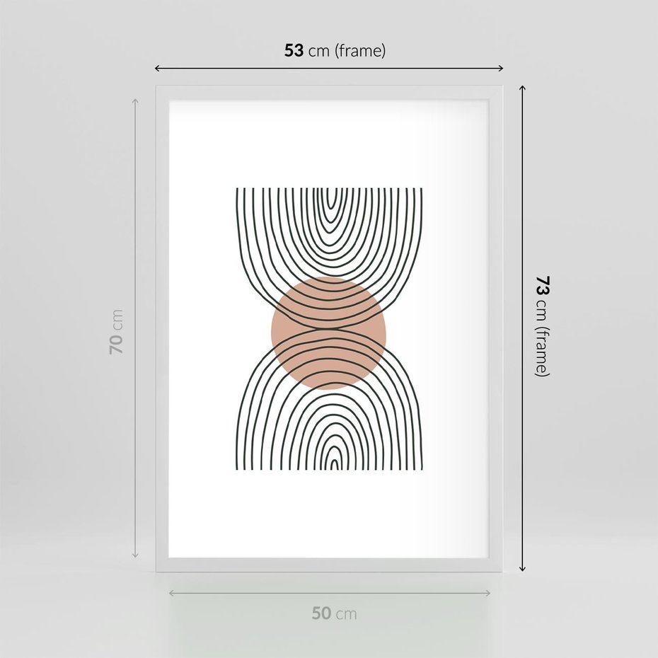 Plakat w ramie 50x70 - Przenikające Widzenia - półkola, koło - rama biała
