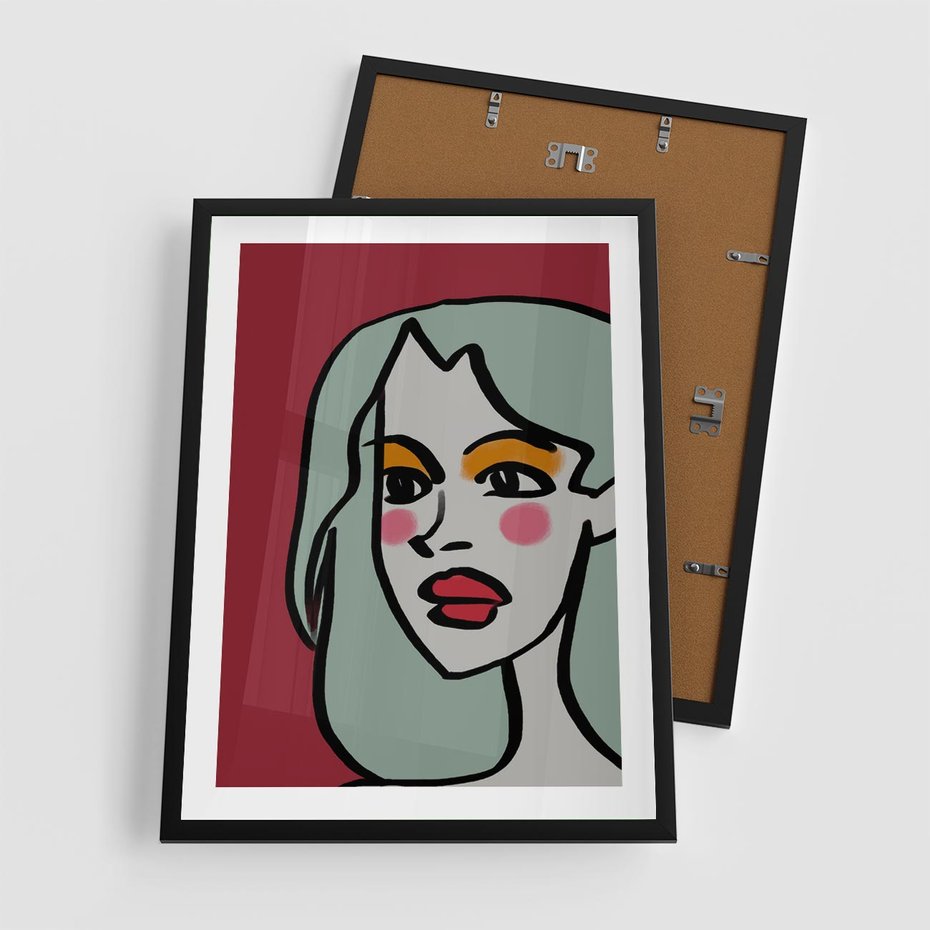 Plakat w ramie 50x70 - Ekspresja Linii - nowoczesny plakat, mocna linie - rama czarna