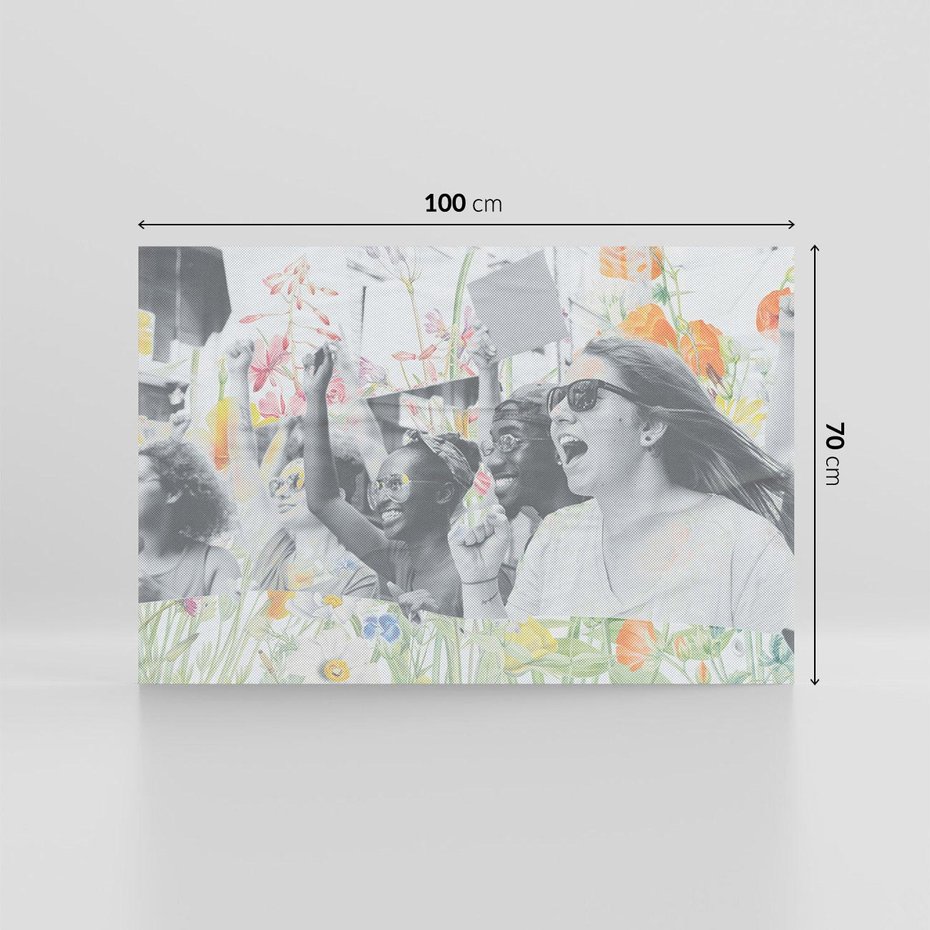 Obraz na płótnie 100x70 - Księga zaklętych marzeń - kolaż, czarnobiałe zdjęcie wesołych młodych ludzi