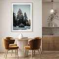 Plakat w ramie 30x40 - Chatka w Górach w Czasie Zimy - chatka w górach, zima - rama drewno