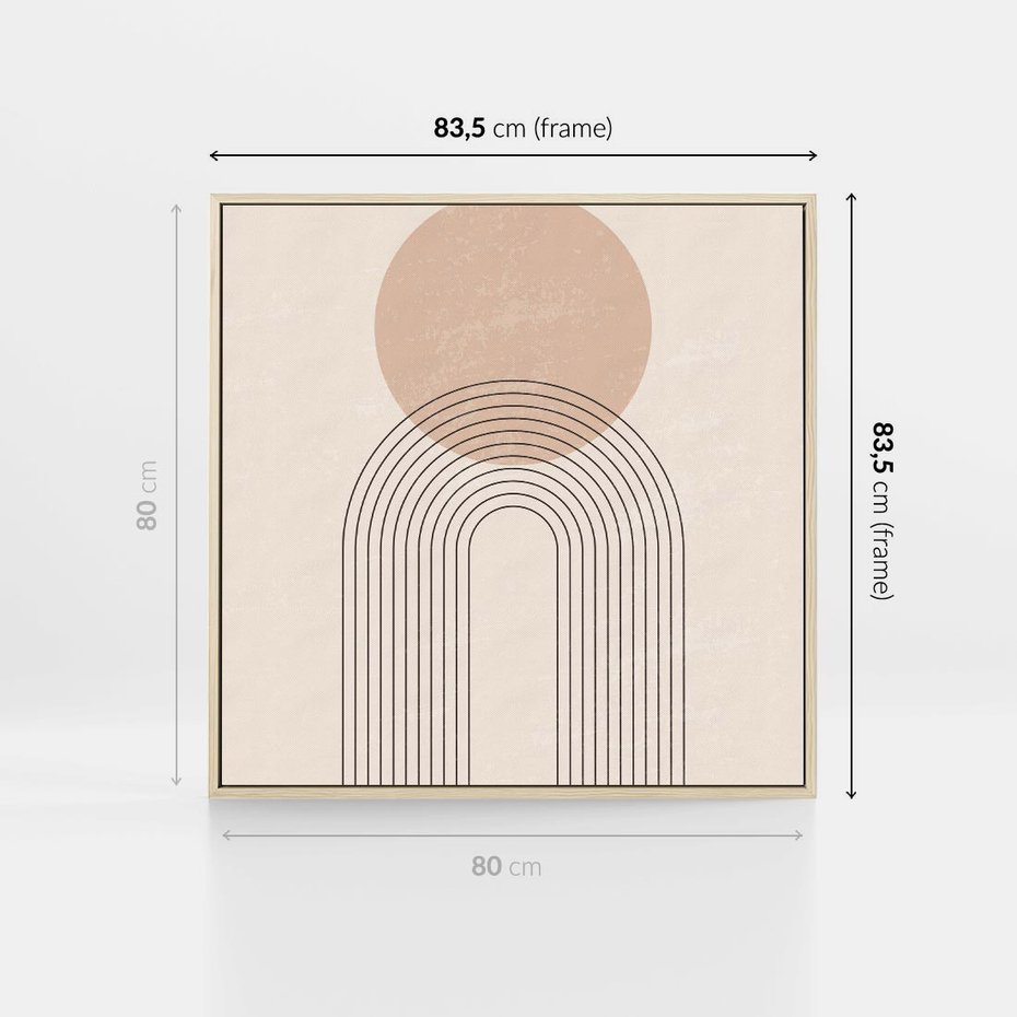 Obraz w ramie 80x80 - Konturem Zdefiniowane - boho plakat, minimalizm - rama drewno