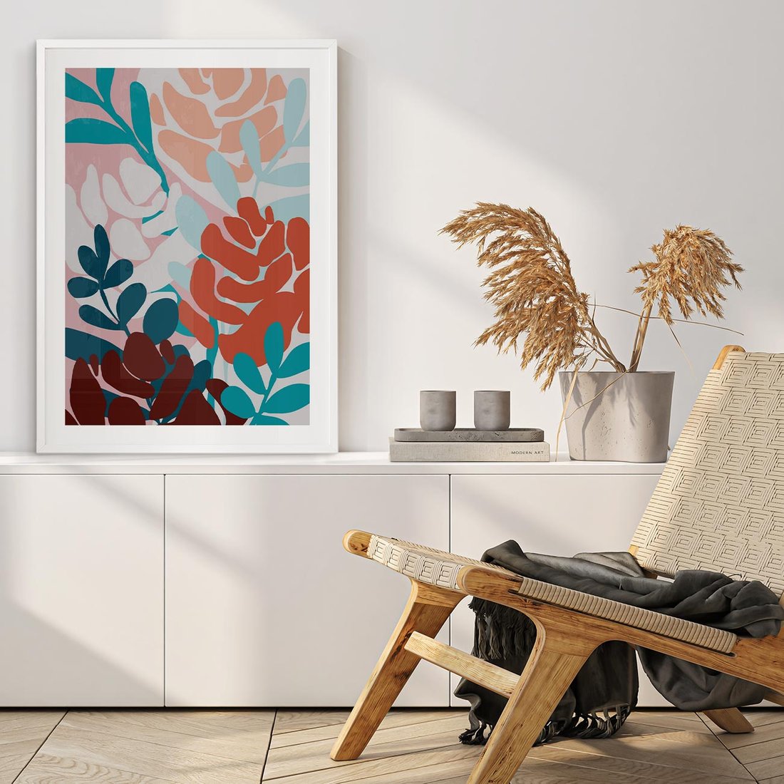 Plakat bez ramy 21x30 - Impresje Kształtów - abstrakcyjna kompozycja kwiatowych form, kolor zgaszone