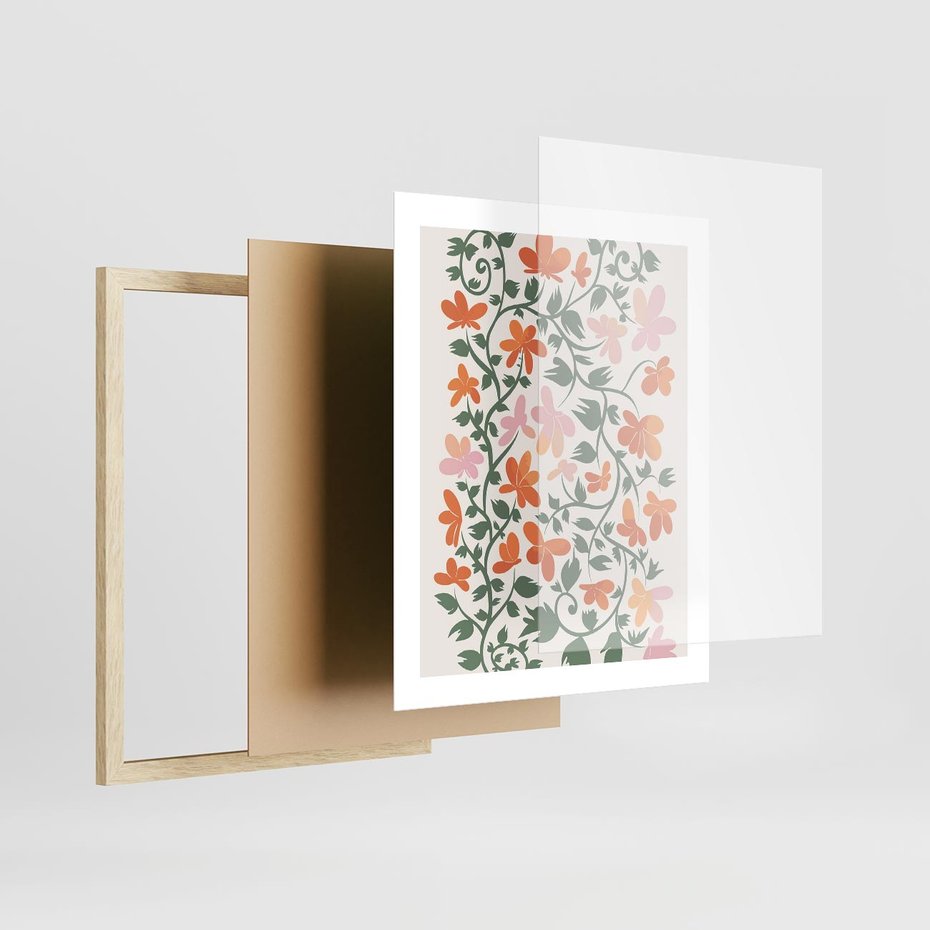 Plakat w ramie 40x50 - Kwiatowa Refleksja - kwiaty polne, plakat - rama drewno