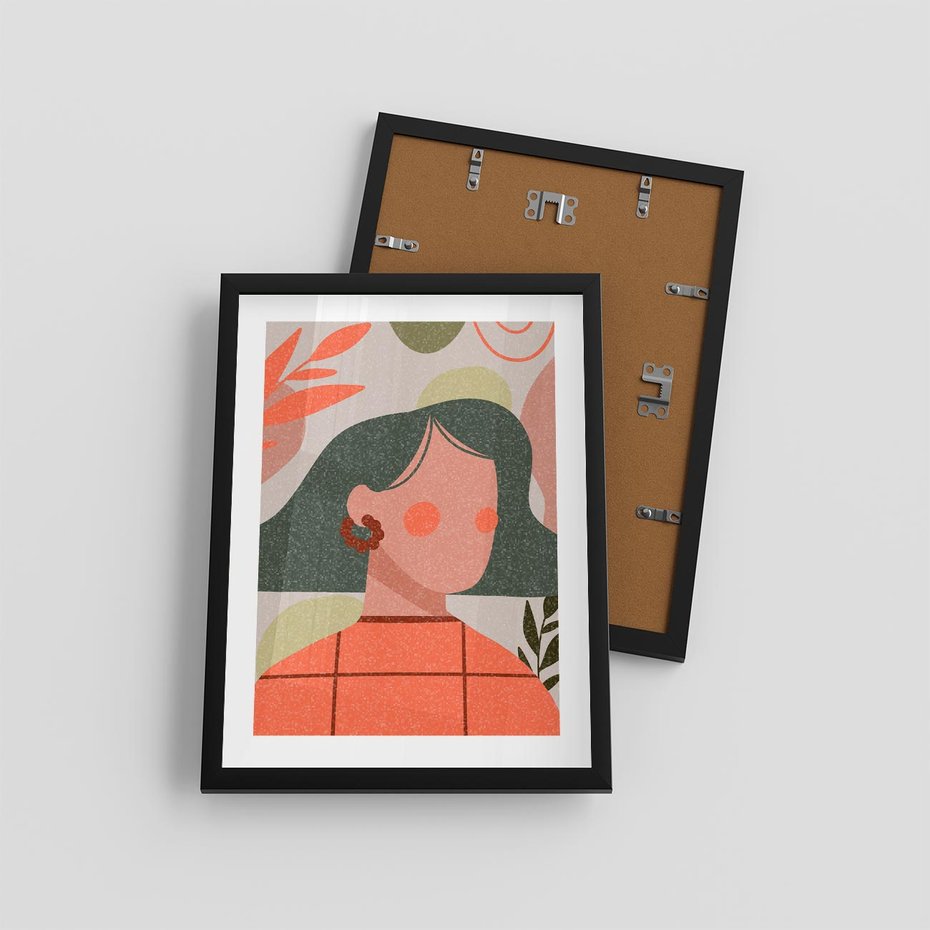 Plakat w ramie 30x40 - Kobiecy Portret Duszy - nowoczesny plakat, styl retro - rama czarna