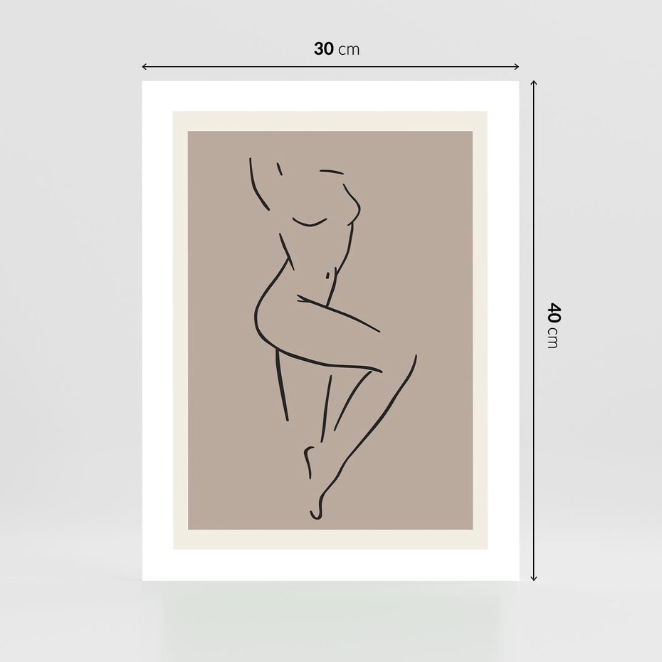Plakat bez ramy 30x40 - Zanikająca Wyobraźnia - mnimalistyczny akt, beżowa tonacja