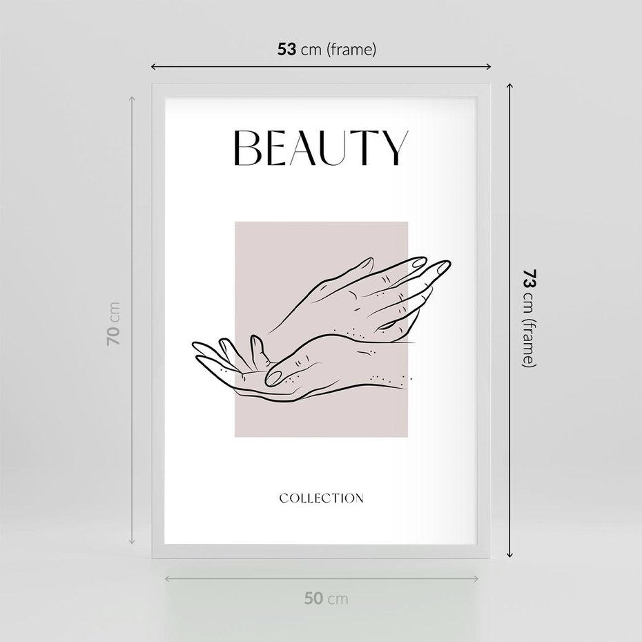 Plakat w ramie 50x70 - Wibracje Nieprzewidywalnych Form - bogo plakat, dłonie - rama biała