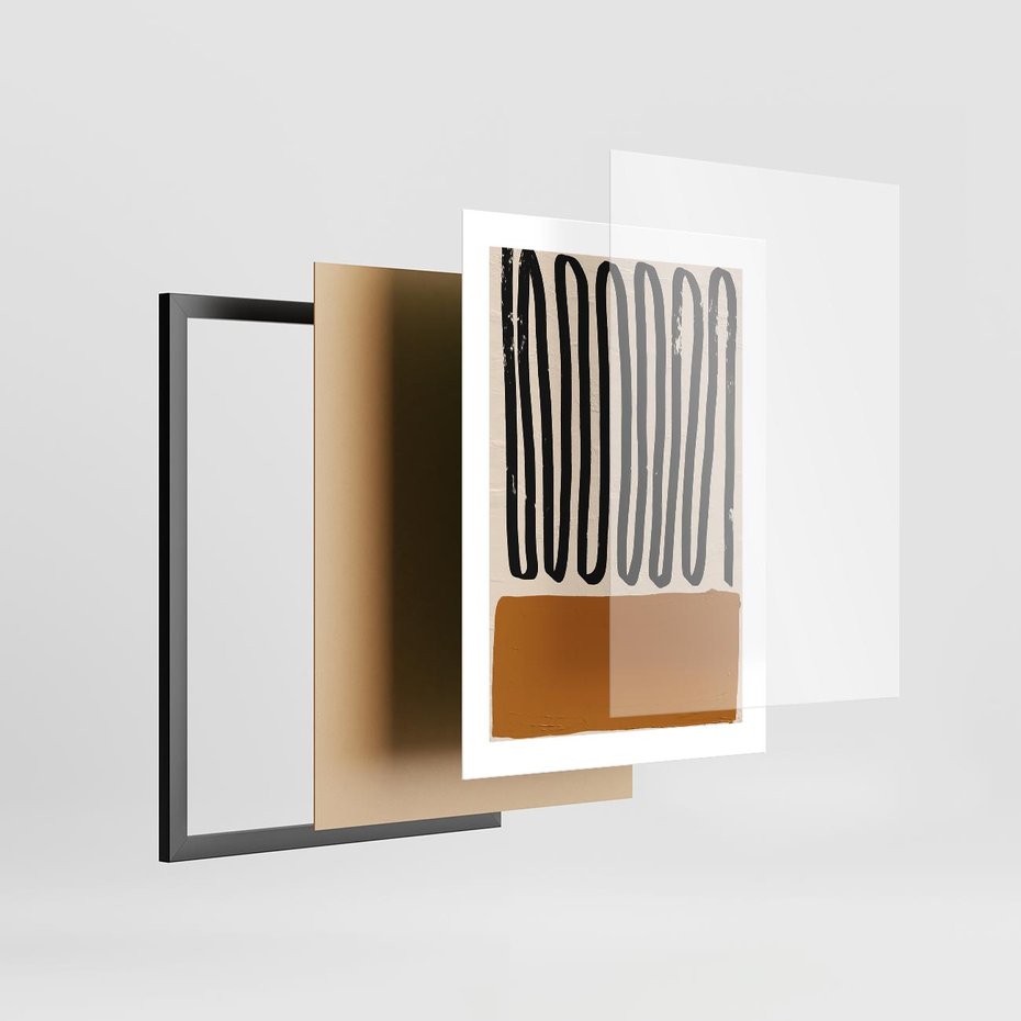 Plakat w ramie 30x40 - Boho Impulsy Kreatywności - abstrakcyjny plakat, brąz - rama czarna