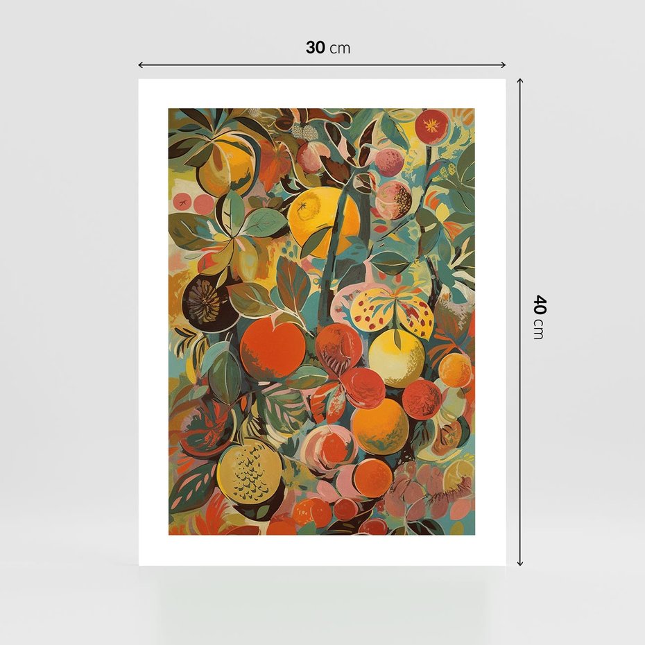 Plakat bez ramy 30x40 - Księga Surrealnych Wyobrażeń - abstrakcyjny obraz owoców, jak picasso