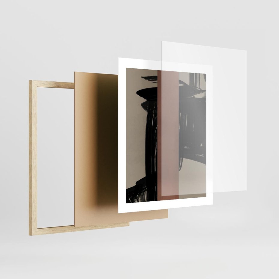 Plakat w ramie 40x50 - Niezwykłe Przeobrażenia - abstrakcja, czarne splatane linie - rama drewno