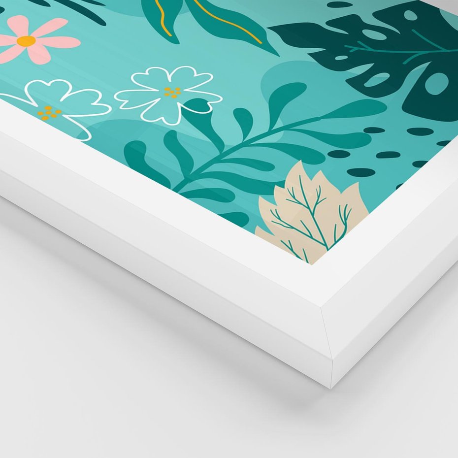 Plakat w ramie 50x70 - Kwiatowe Wibracje - pastelowa kompozycja, kwiaty - rama biała