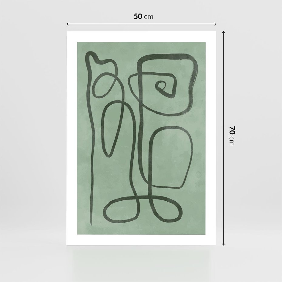 Plakat bez ramy 50x70 - Zielone Wariacje w Liniach - abstrakcyjne zielone linie, skandynawski design