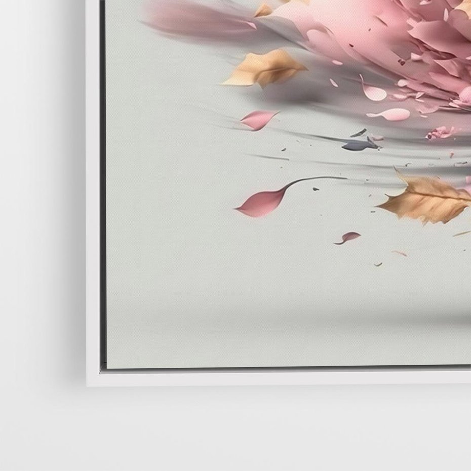 Obraz w ramie 70x50 - Kwiatowy Wir - nowoczesna grafika komputerowa, wir z kwiatów - rama biała