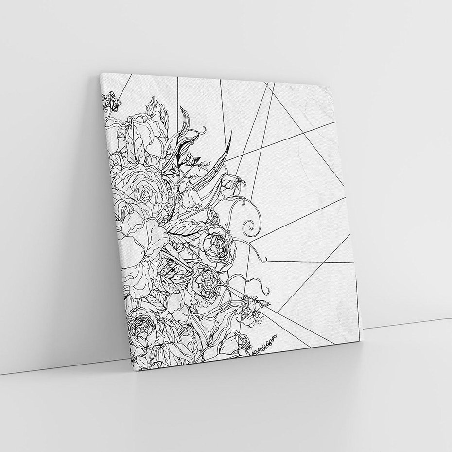 Obraz na płótnie 80x80 - Refleksje w martwym punkcie - graficzny szkic, kompozycja kwiatów
