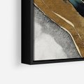 Obraz w ramie 50x70 - Refrakcje płynącej rzeczywistości - jak marmurowa rzeka, linie złota - rama czarna