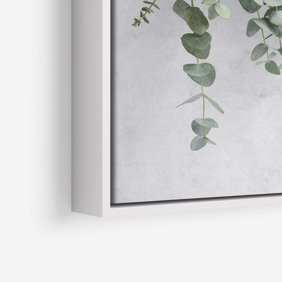Obraz w ramie 80x120 - Uwodzicielska zieleń eukaliptusa - eukaliptus, zielone - rama biała