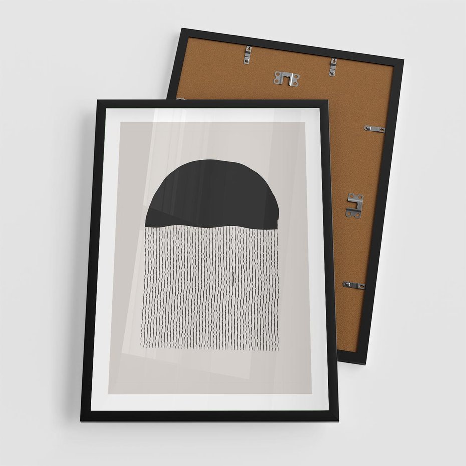 Plakat w ramie 50x70 - Wewnętrzne Widzenia - abstrakcyjna kompozycja, półkole - rama czarna