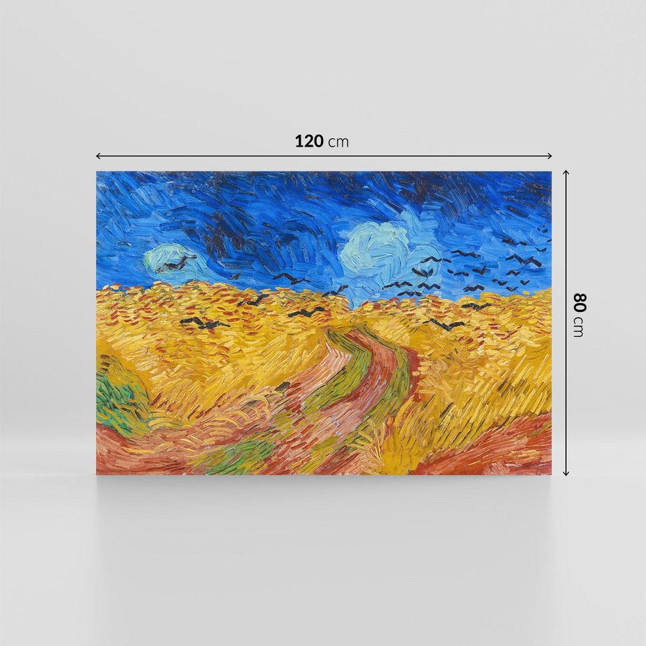 Obraz na płótnie 120x80 - "Wheatfield with Crows" (1890) Vincent van Gogh - Reprodukcja - reprodukcja, obraz na płótnie