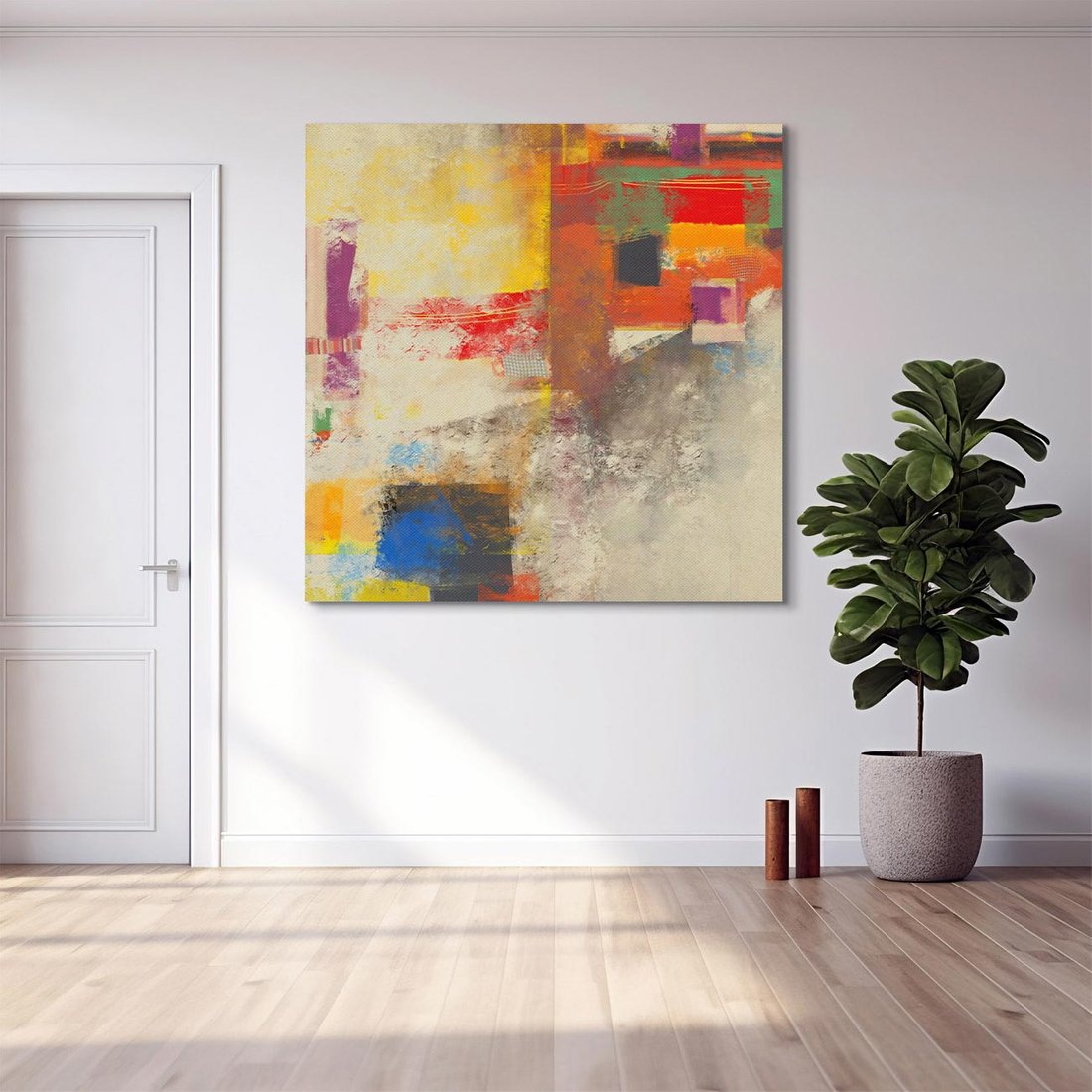 Obraz na płótnie 40x40 - Abstrakcja olejna - kształty i kolory - abstrakcja, olejna