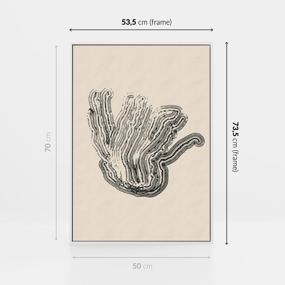 Obraz w ramie 50x70 - Abstrakcyjne Odbicie - abstrakcyjne odbicie, biało czarny - rama biała