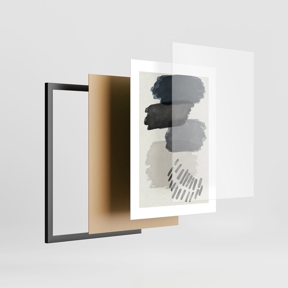 Zestaw obrazy w ramie 50x70 galeria - Akwarela, plamy, graficzne - rama czarna