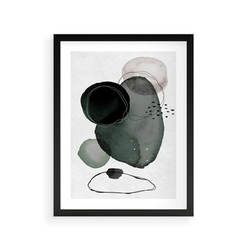 Plakat w ramie 50x70 - Abstrakcyjne Plamy w Akwareli - abstrakcyjne akwarelowe plamy - rama czarna